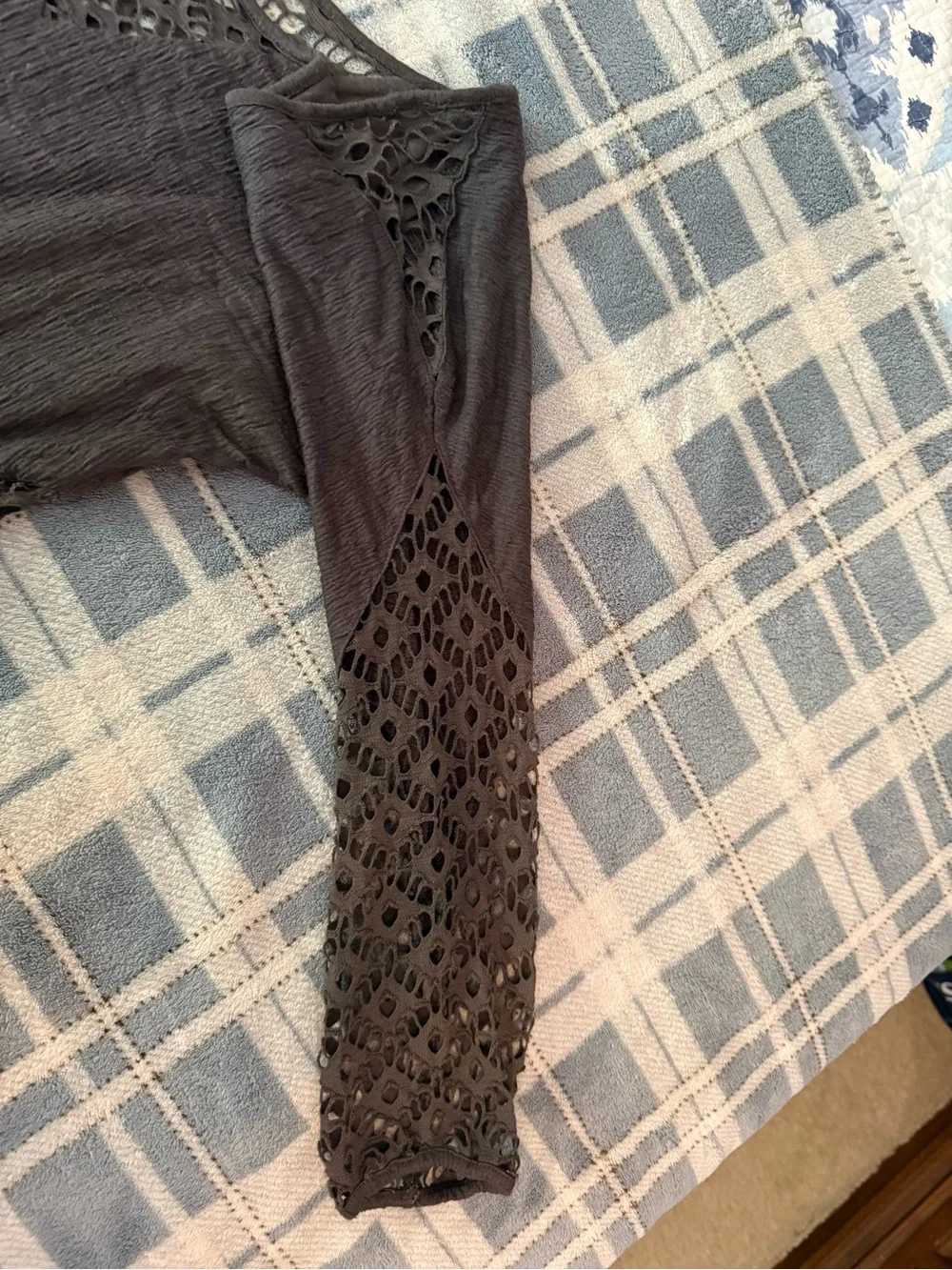 Free People Women's Charcoal Laser Cut Crochet Dress
